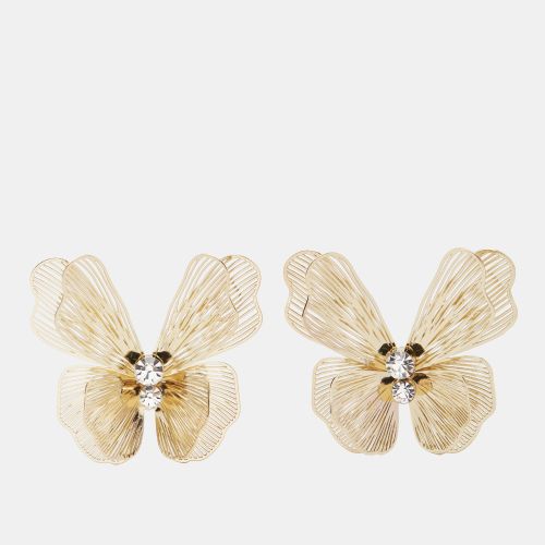 Carolina Herrera Laser Cut Butterfly Crystals Gold Tone Stud Earrings - Carolina Herrera - Modalova