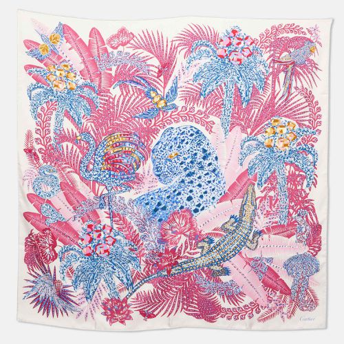 Cartier Pink Panther Jungle Motif Print Silk Scarf - Cartier - Modalova