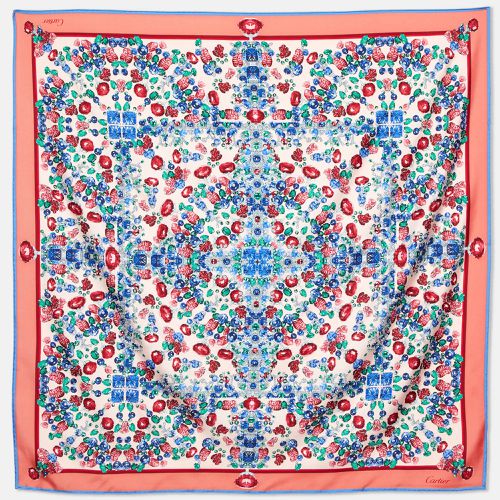 Cartier Pink/Blue Tutti Frutti Print Silk Scarf - Cartier - Modalova