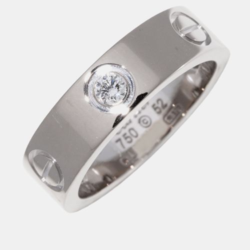 Cartier 18K White Gold and Diamond Love Band Ring EU 52 - Cartier - Modalova