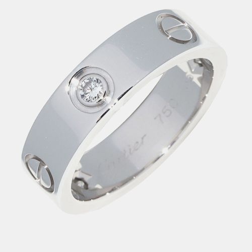 Cartier 18K White Gold and Diamond Love Band Ring EU 55 - Cartier - Modalova