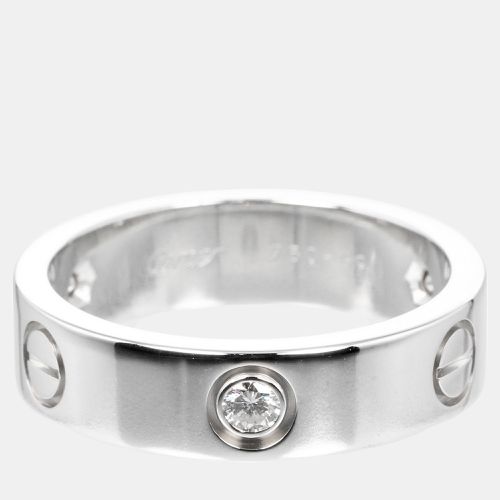 Cartier 18K White Gold and Diamond Love Band Ring EU 59 - Cartier - Modalova