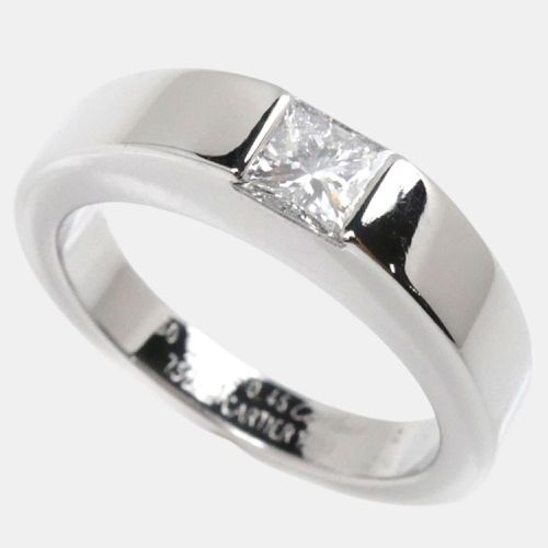 Cartier 18K White Gold Diamond Tank Ring EU 50 - Cartier - Modalova