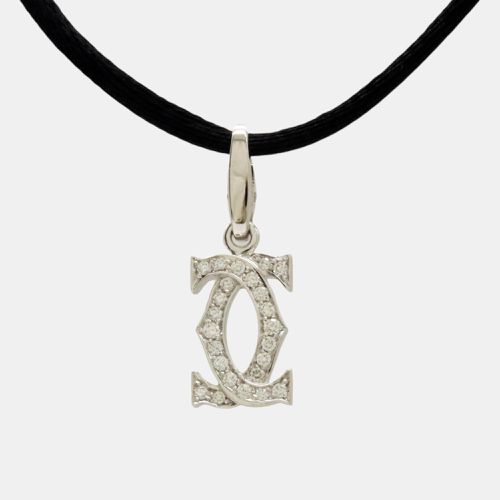 Cartier 18K White Gold Diamond Double C Pendant Necklace - Cartier - Modalova