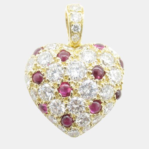 Cartier 18k Yellow Gold Diamond Ruby Heart Pendant Red Metal - Cartier - Modalova