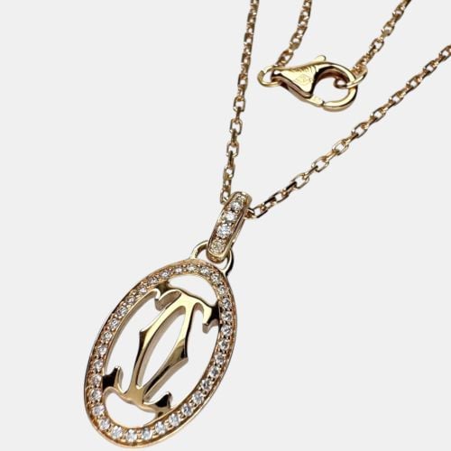 Cartier 18K Rose Gold and Diamond Logo Double C Pendant Necklace - Cartier - Modalova