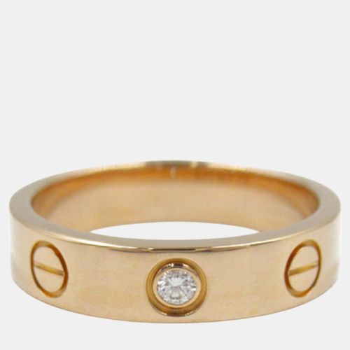 Cartier 18K Rose Gold and Diamond Love Band Ring EU 47 - Cartier - Modalova