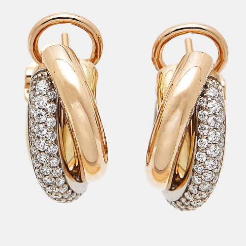 Cartier Trinity Semi Paved Diamonds 18k Three Tone Gold Earrings - Cartier - Modalova