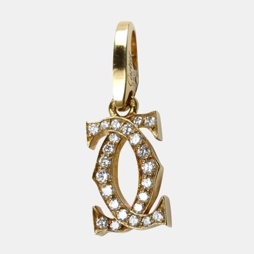 Cartier 18K Yellow Gold Diamond 2C Pendant Charm - Cartier - Modalova