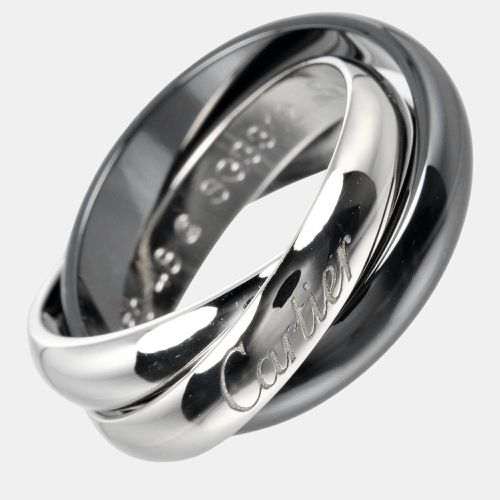 Cartier 18K White Gold Ceramic Trinity Ring EU 48 - Cartier - Modalova