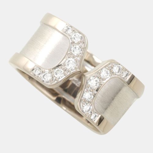 Cartier 18K White Gold Diamonds Double C Ring EU 51 - Cartier - Modalova