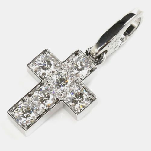 Cartier 18K White Gold and Diamond Cross Charm Pendant - Cartier - Modalova