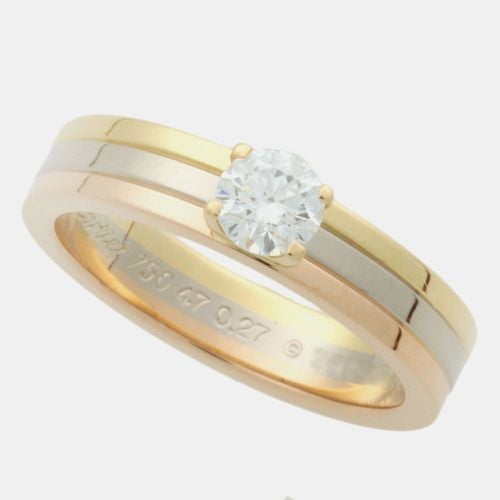 Cartier 18K Yellow, Rose, White Gold and Diamond Trinity Solitaire Ring EU 47 - Cartier - Modalova