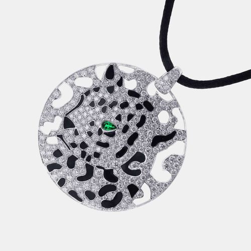 Cartier 18K White Gold 0.17 Ct Emerald, 1.44 Ct Diamonds Panthère Necklace - Cartier - Modalova