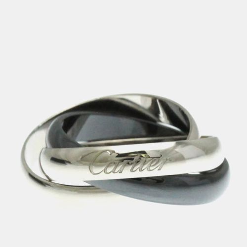 Cartier 18K White Gold and Ceramic Trinity Band Ring EU 50 - Cartier - Modalova