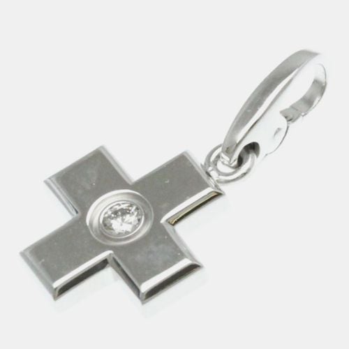 Cartier 18K White Gold Diamond Cross Charm Pendant - Cartier - Modalova