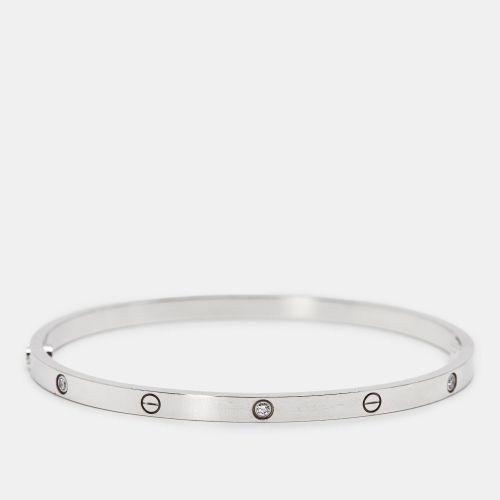 Cartier Love 6 Diamonds 18k White Gold Small Model Bracelet 18 - Cartier - Modalova