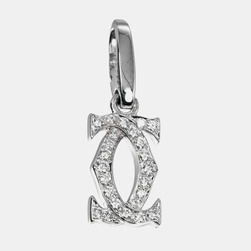 Cartier 18K White Gold and Diamond Logo Double C Pendant Charm - Cartier - Modalova