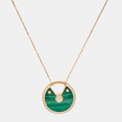 Cartier Amulette De Cartier Diamonds Malachite 18k Rose Gold Long Necklace - Cartier - Modalova