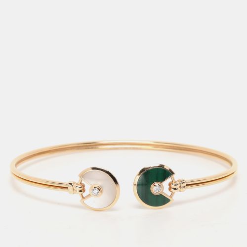 Amulette De Malachite White Mother Of Pearl & Diamond 18k Rose Open Bracelet 17cm - Cartier - Modalova