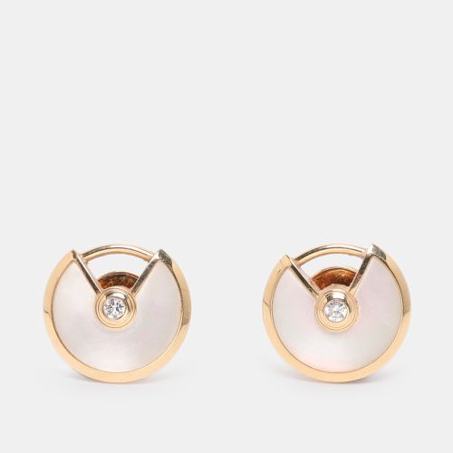 Cartier Amulette De Cartier Mother of Pearl Diamond 18k Yellow Gold Stud Earrings - Cartier - Modalova