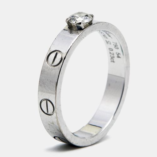 Cartier Love Solitare Diamond 18k White Gold Ring Size 54 - Cartier - Modalova