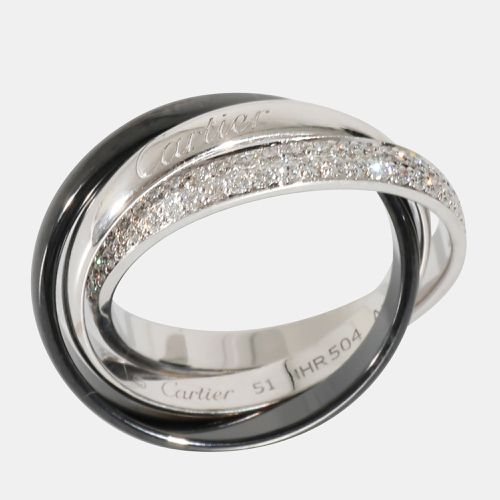 Cartier Trinity Ring with Ceramic & Diamond in 18k White Gold 0.45 CTW Ring EU 51 - Cartier - Modalova