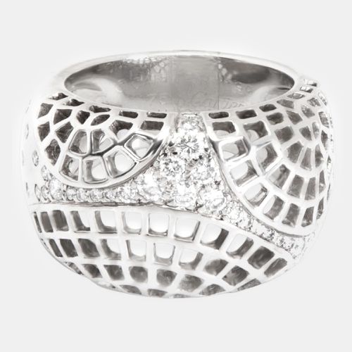 Cartier 18K White Gold, 0.45 Ctw Broiderie Diamond Dome Ring - Cartier - Modalova