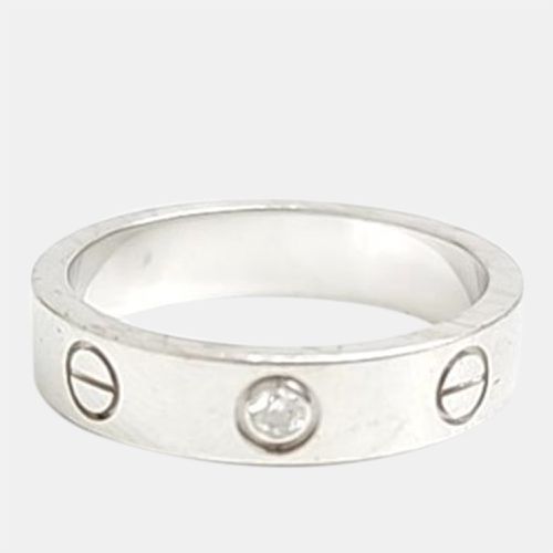 Cartier 18K White Gold and Diamond Love Band Ring EU 49 - Cartier - Modalova