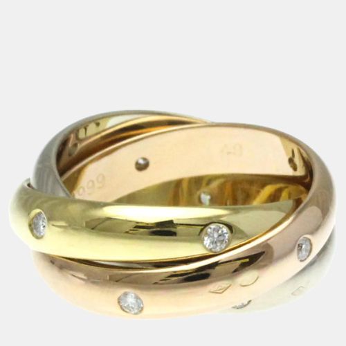 Cartier 18K Rose, White, Yellow Gold and Diamond Trinity Band Ring EU 49 - Cartier - Modalova