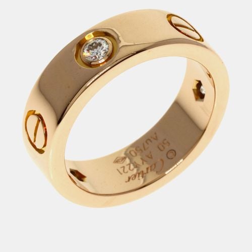 Cartier 18K Rose Gold and Diamond Love Band Ring EU 50 - Cartier - Modalova