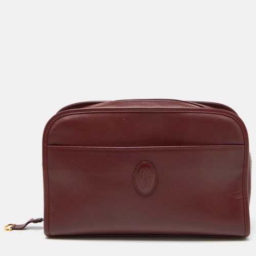 Cartier Burgundy Leather Must de Cartier Zip Pouch Clutch - Cartier - Modalova