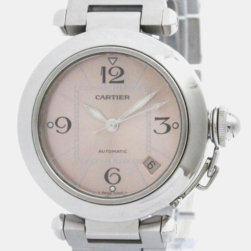 Salmon Stainless Steel Pasha C de Automatic Women's Wristwatch 35 mm - Cartier - Modalova