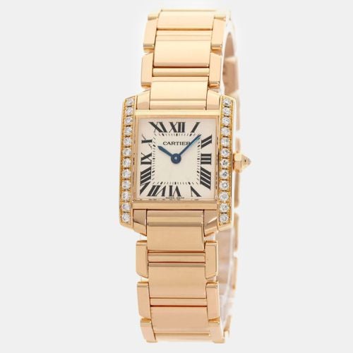 K Rose Gold Tank Francaise WE1001R8 Quartz Women's Wristwatch 20 mm - Cartier - Modalova