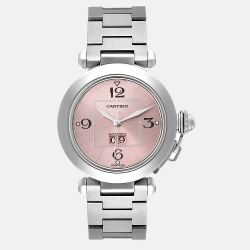 Cartier Pasha Big Date Pink Dial Steel Ladies Watch W31058M7 - Cartier - Modalova