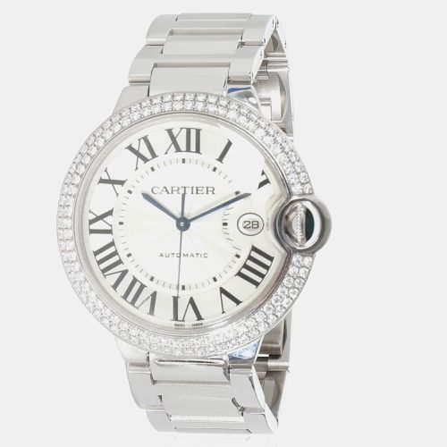 Diamond 18k White Gold Ballon Bleu WE9009Z3 Automatic Women's Wristwatch 42 mm - Cartier - Modalova