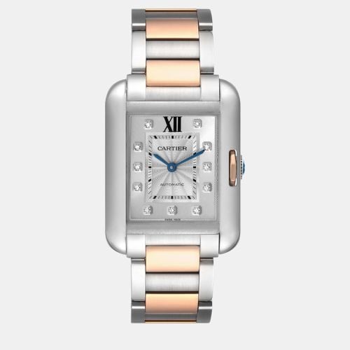 Cartier Tank Anglaise Medium Steel Rose Gold Diamond Ladies Watch WT100025 - Cartier - Modalova