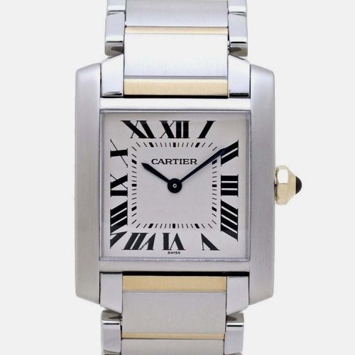 Ivory Stainless Steel Tank Francaise W51006Q4 Quartz Women's Wristwatch 25 mm - Cartier - Modalova