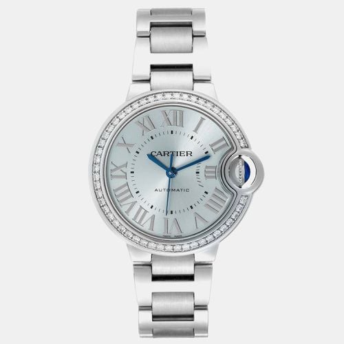 Ballon Bleu 33mm Blue Diamond Dial Steel Ladies Watch W4BB0028 - Cartier - Modalova