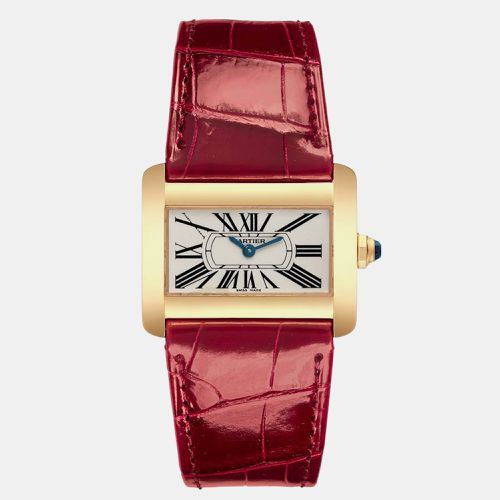 Tank Divan Mini Yellow Gold Red Strap Ladies Watch 25.0 mm - Cartier - Modalova