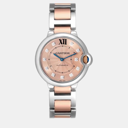 Cartier Ballon Bleu Midsize 36 Steel Rose Gold Diamond Ladies Watch WE902054 - Cartier - Modalova