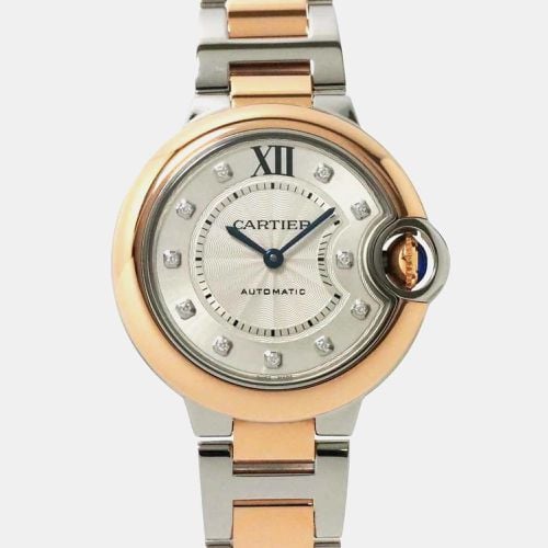 Diamond 18k Rose Gold Stainless Steel Ballon Bleu Automatic Women's Wristwatch 33 mm - Cartier - Modalova