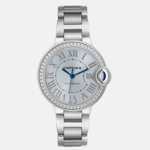 Cartier Ballon Bleu Blue Silver Diamond Dial Steel Watch 33.0 mm - Cartier - Modalova