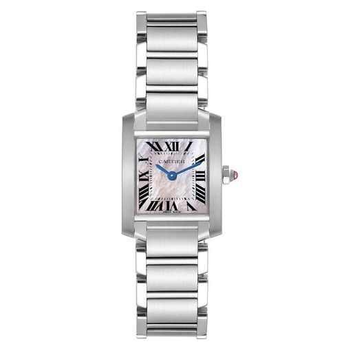 MOP Stainless Steel Tank Francaise W51028Q3 Quartz Women's Wristwatch 20 mm - Cartier - Modalova