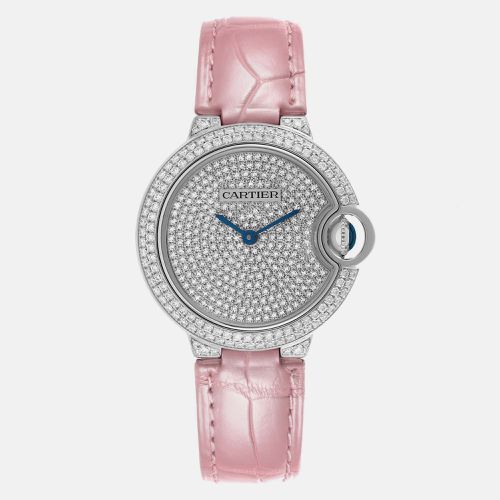 Cartier Ballon Bleu White Gold Pave Diamond Ladies Watch WE902047 33 mm - Cartier - Modalova