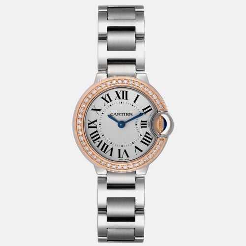 Cartier Ballon Bleu Steel Rose Gold Diamond Ladies Watch 28 mm - Cartier - Modalova