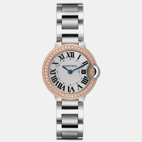 Cartier Ballon Bleu Steel Rose Gold Diamond Ladies Watch WE902079 - Cartier - Modalova