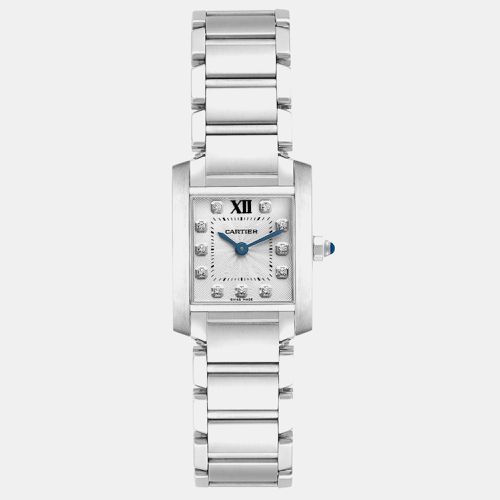 Tank Francaise Small Steel Diamond Dial Ladies Watch WE110006 - Cartier - Modalova