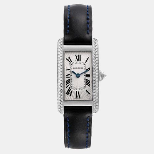 Cartier Silver Diamonds 18K White Gold Tank Americaine WB701851 Women's Wristwatch 19 mm - Cartier - Modalova