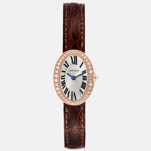 Cartier Silver Diamonds 18K Rose Gold Baignoire WB520028 Women's Wristwatch 20 mm - Cartier - Modalova